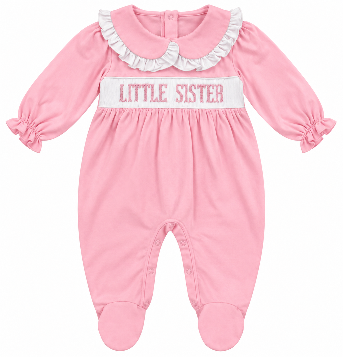 Little Sister Pink Baby Girl Footie – Supima Cotton