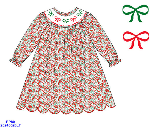 PREORDER-Girl’s Smocked Bow Dress