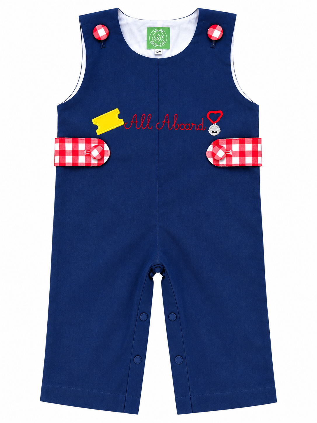 Boys All Aboard Christmas Train Longall | Navy Holiday Romper