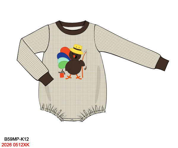 PREORDER-Boy’s appliqué Thanksgiving turkey bubble