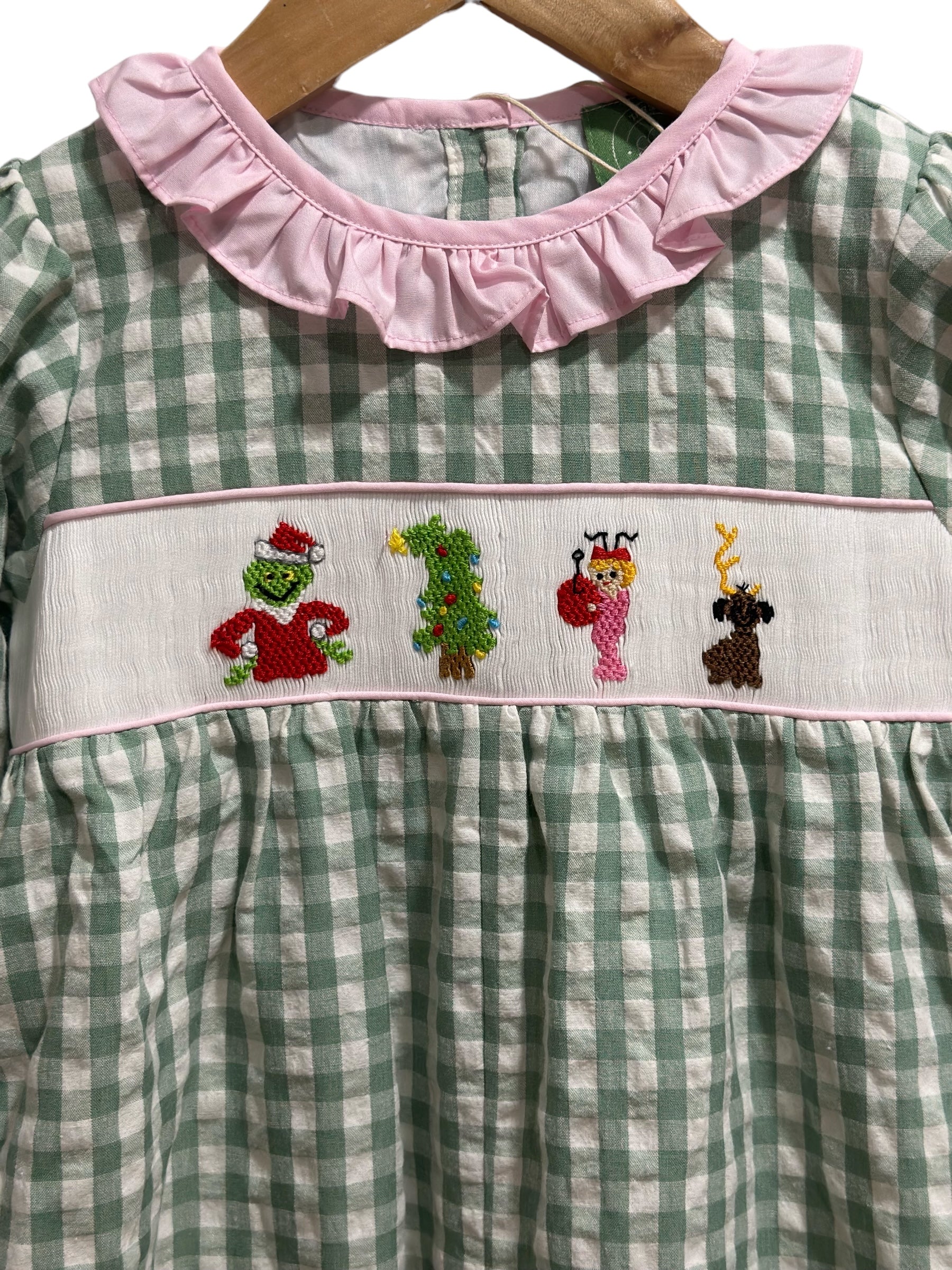 Mr. Mean One Smock One Piece Christmas Outfit The Sage Smocking Company Mr. Mean One Smock One Piece Christmas Outfit The Sage Smocking Company