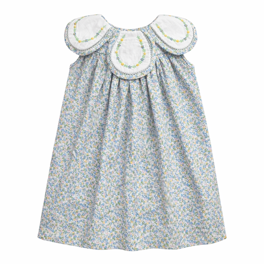 Floral Dress with Oversized Embroidered Petal Collar