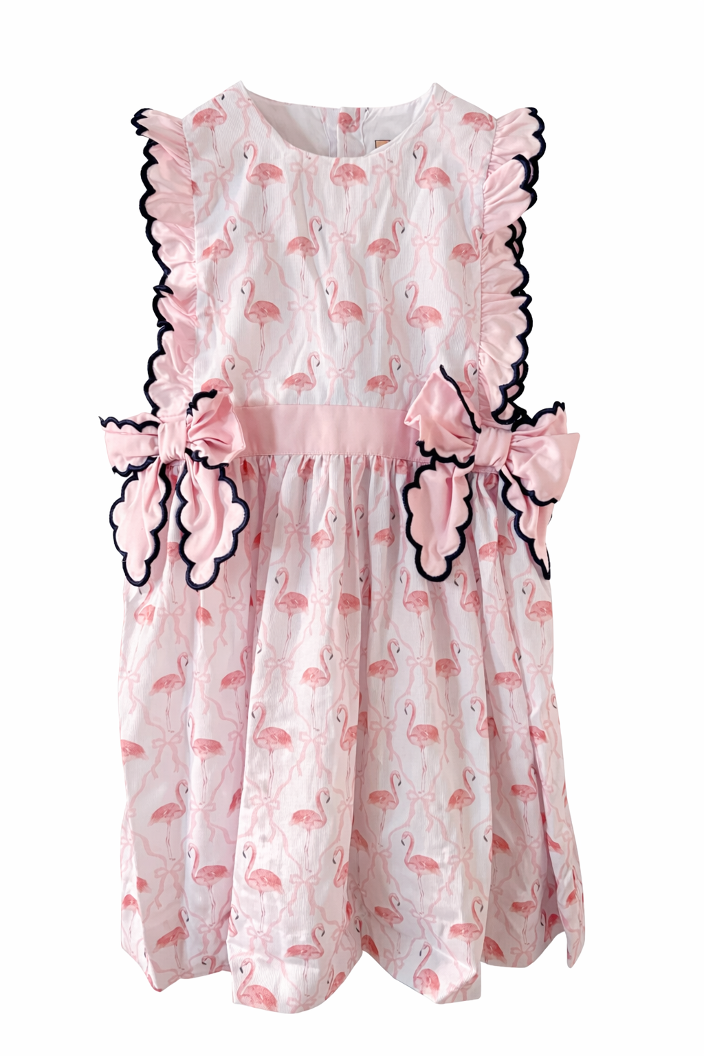 Girls Flamingo Bow Dress – Pink Summer Beach Dress | Sister Match Available
