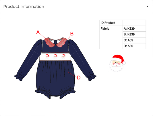 PREORDER-Girl’s Hand-smocked Santa Christmas bubble