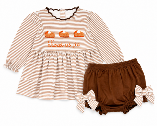 Girls Thanksgiving Sweet as Pie French Knot Bloomer Set