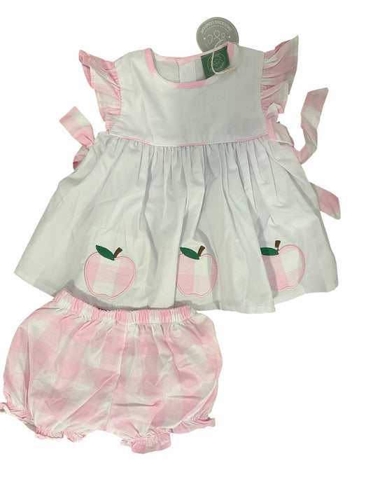 Girls 2-Piece Apple Applique Bloomer Set | Toddler Back to School & Apple Picking Outfit