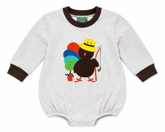 Boy’s appliqué Thanksgiving turkey bubble