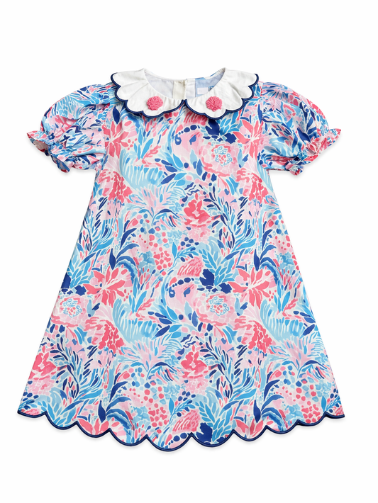 Bright Coastal Floral French Knot Shell Dress – Shell Dress for Girls | Sister Match Available