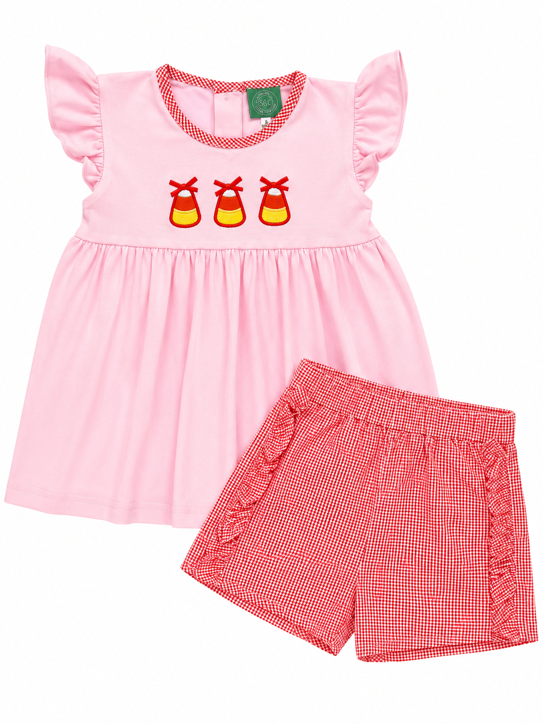 Pink Candy Corn Appliqué Short Set for Girls | Boutique Fall & Halloween Outfit