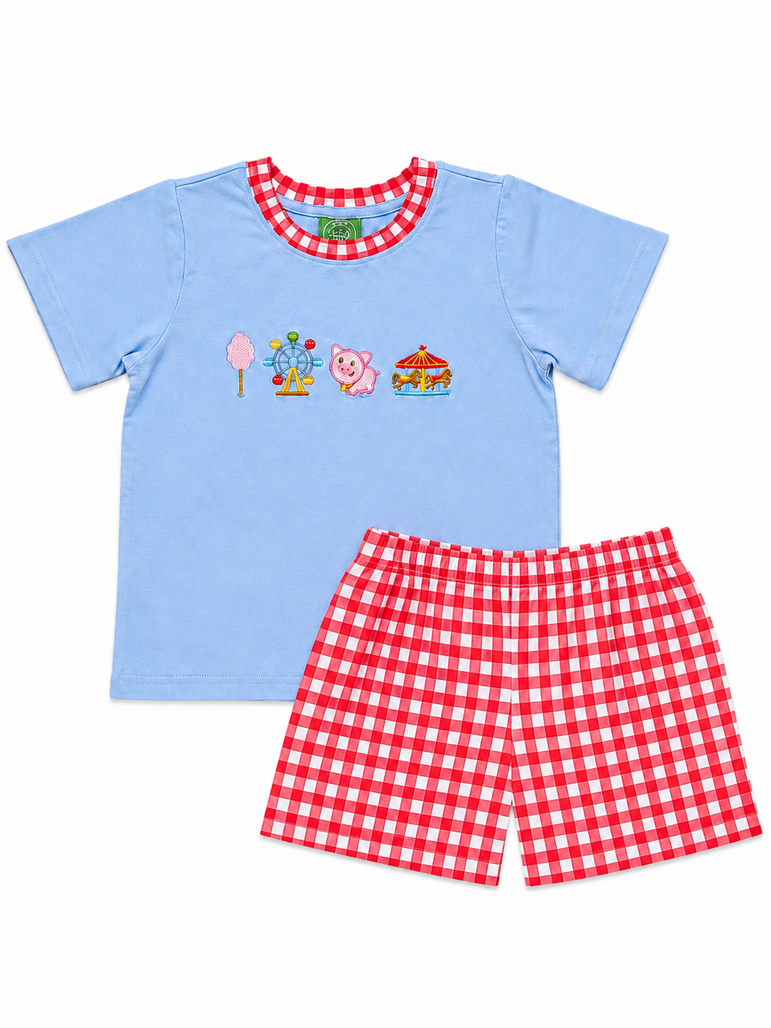 Boys Carnival Cutie Appliqué Gingham Short Set
