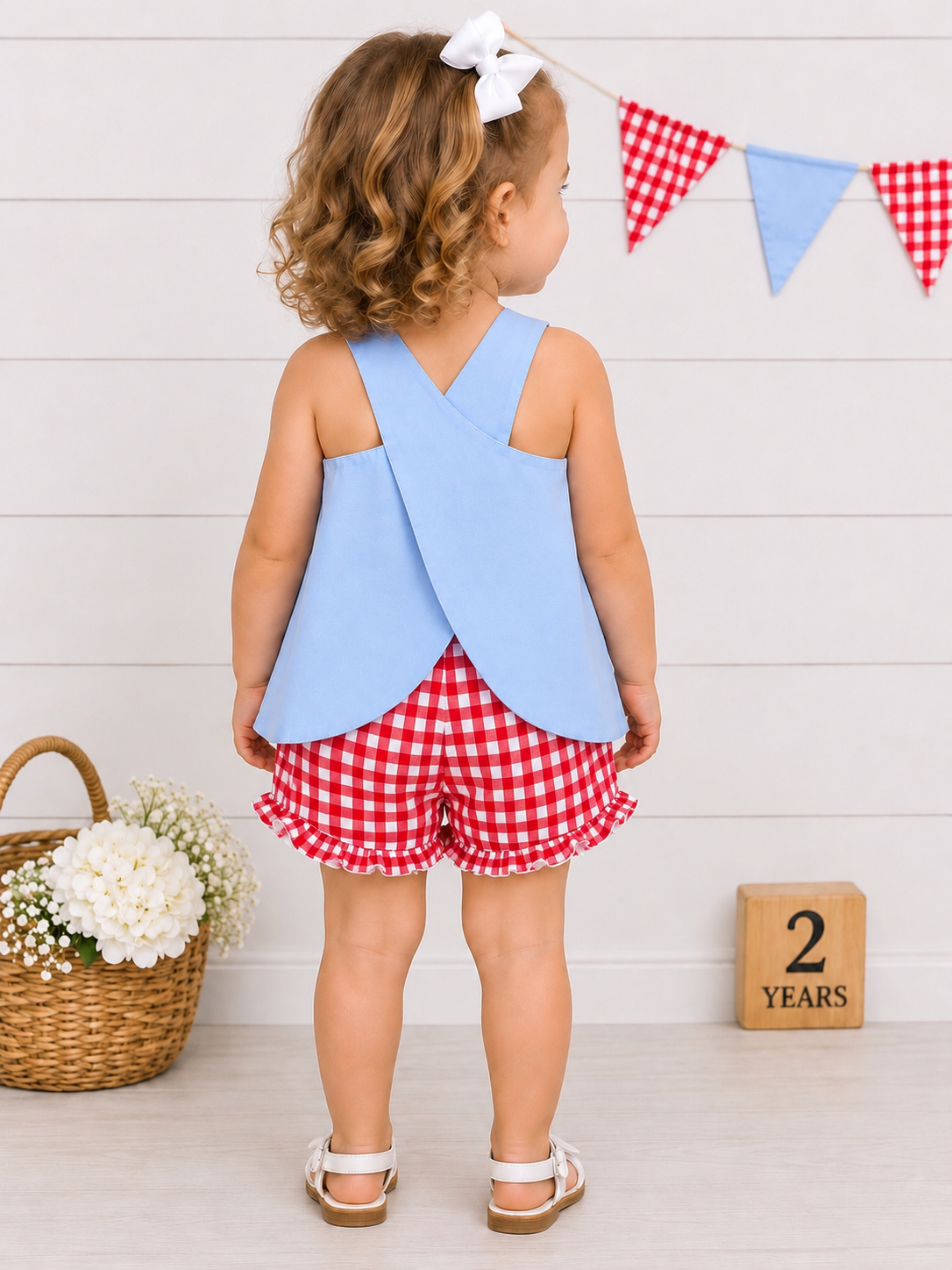 Girls Carnival Cutie Appliqué Swing Top & Gingham Short Set