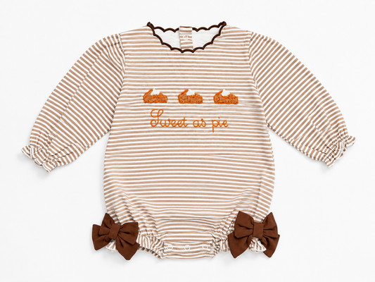 Sweet as Pie French Knot Pumpkin Pie Bubble Romper