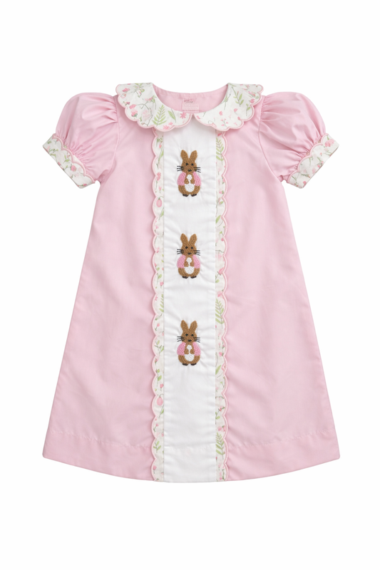 Pink French Knot Bunny Heirloom Dress – Sister Match