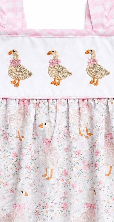 French Knot Goose Sun Dress – Vintage Floral Girls Boutique Dress