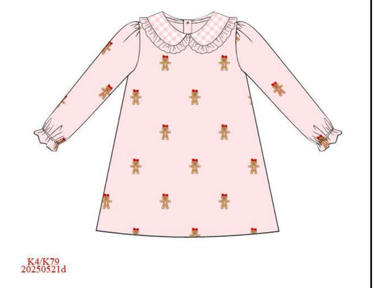 PREORDER-Girls’s Gingerbread Embroidered Dress