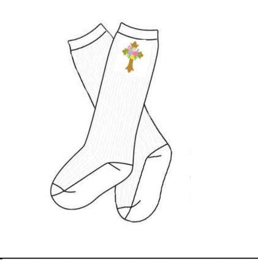 PREORDER-embroidered cross socks