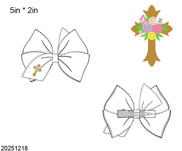 PREORDER-5 inch clip embroidered bow
