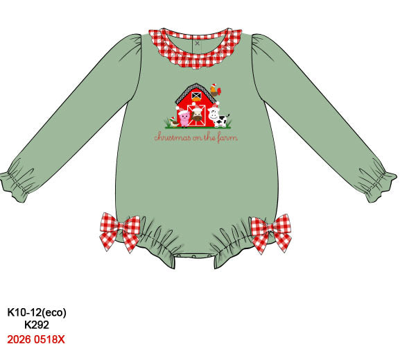 PREORDER-Girl’s Christmas on the farm appliqué bubble