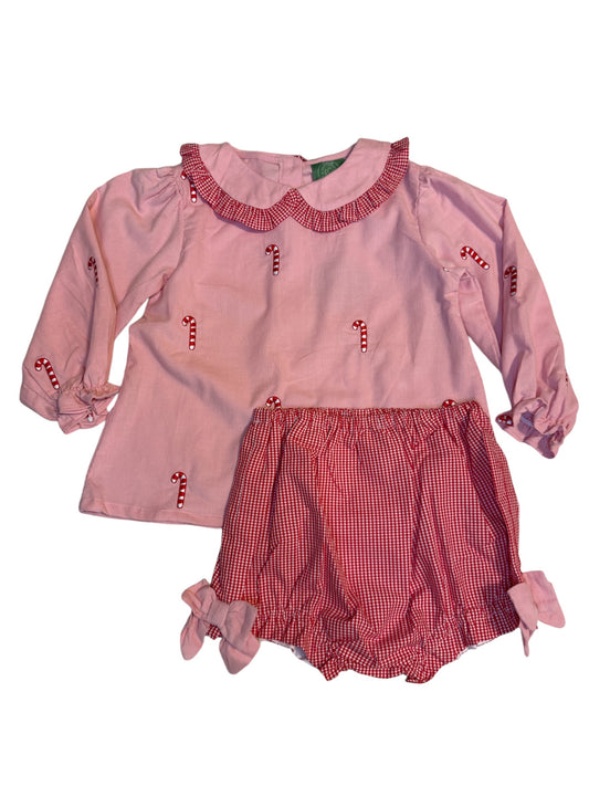 Candy Cane Lane Embroidered Long Sleeve Bloomer Set