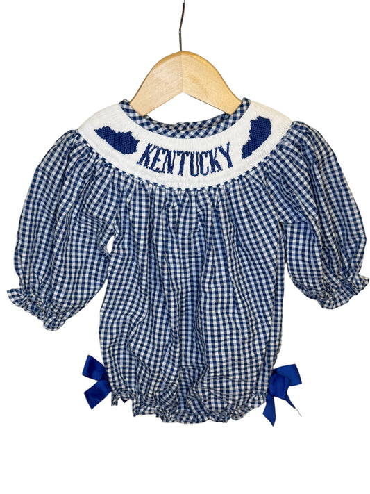 Kentucky Hand Smocked Seersucker Gingham Bubble