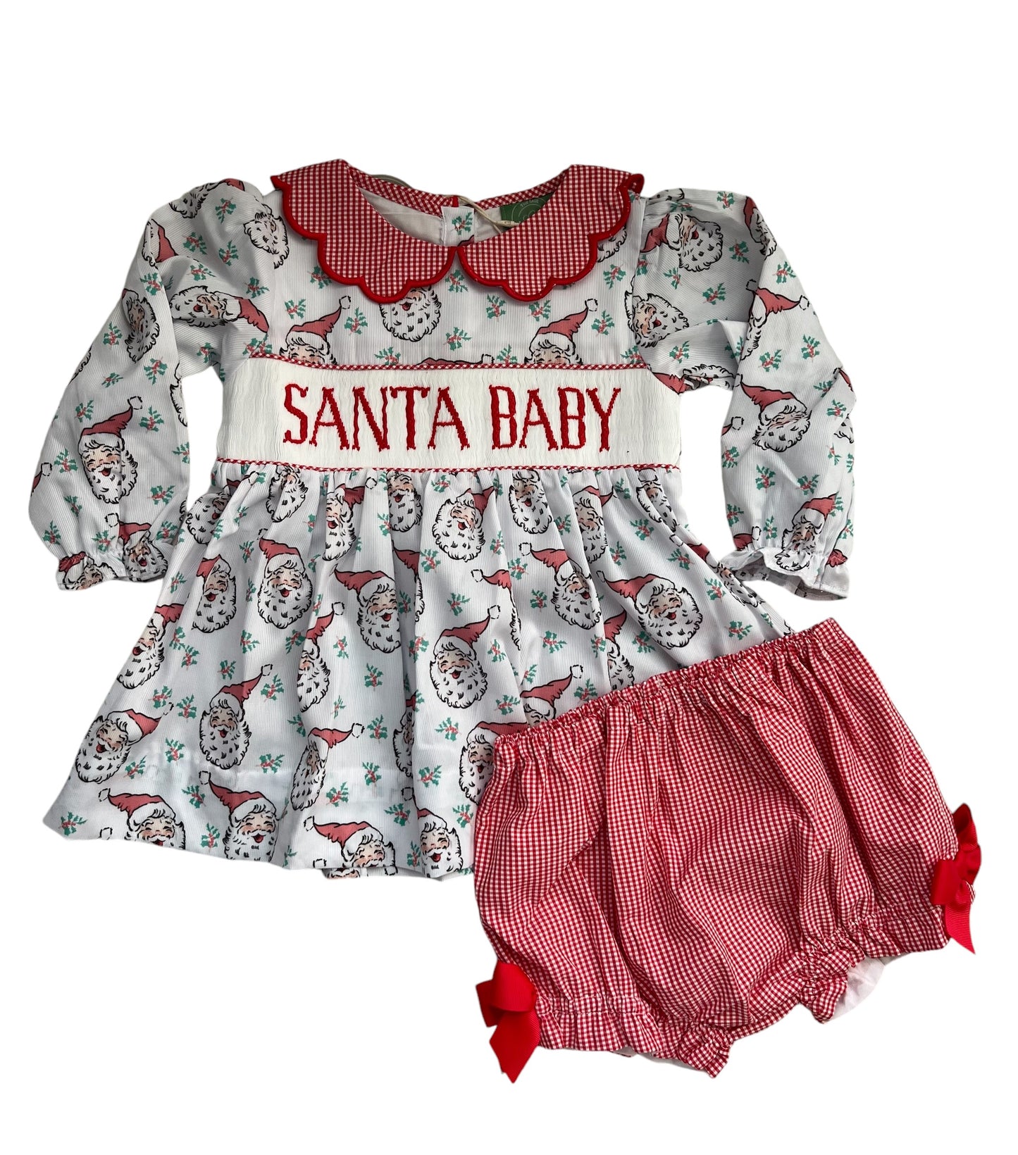 Santa Baby Hand Smocked Bloomer Set