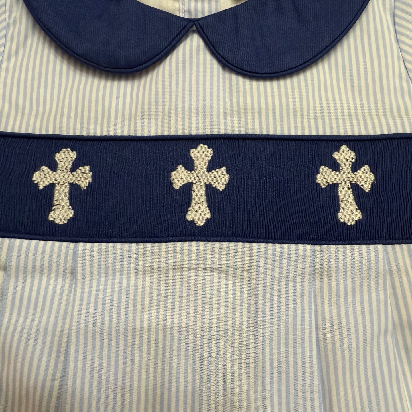 Easter Hand Smocked Cross Boy's Bubble