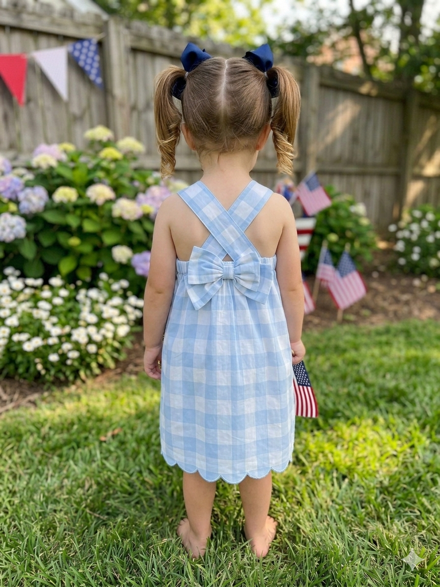 Fourth of July Embroidered Puppy Dress – Patriotic Smocked Girls Dress | Sister Match Bubble Available