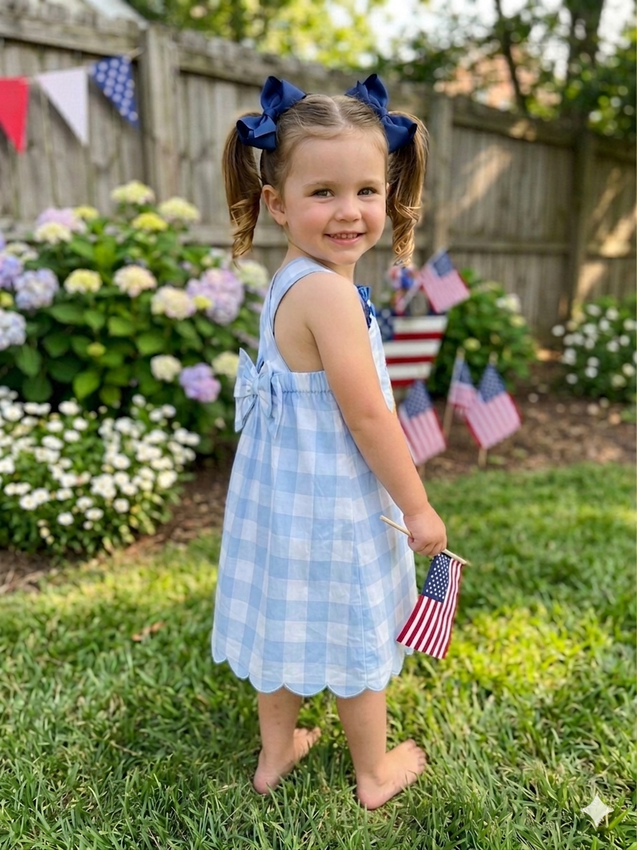 Fourth of July Embroidered Puppy Dress – Patriotic Smocked Girls Dress | Sister Match Bubble Available