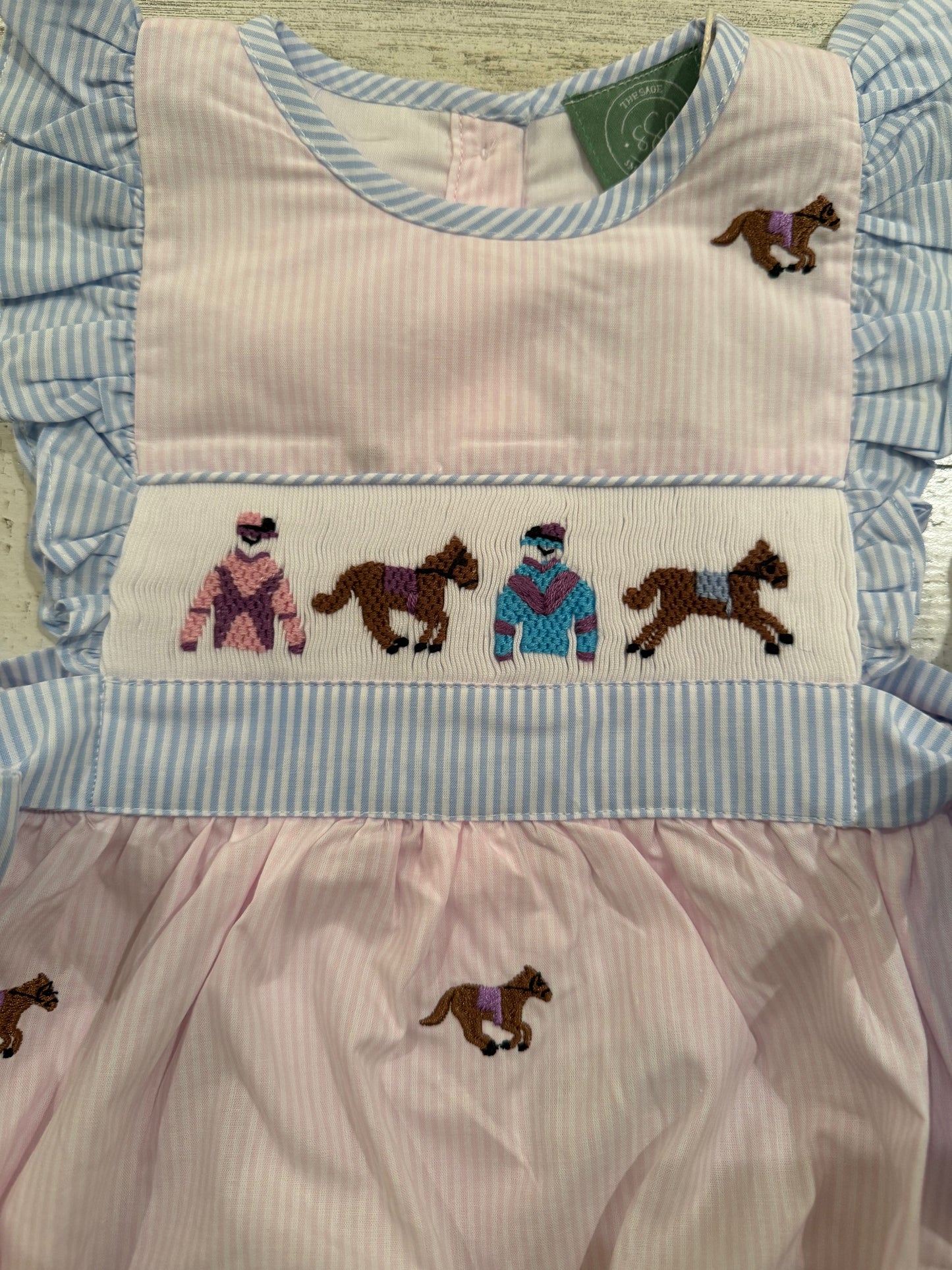 Derby Hand Smocked & Embroidered Bubble