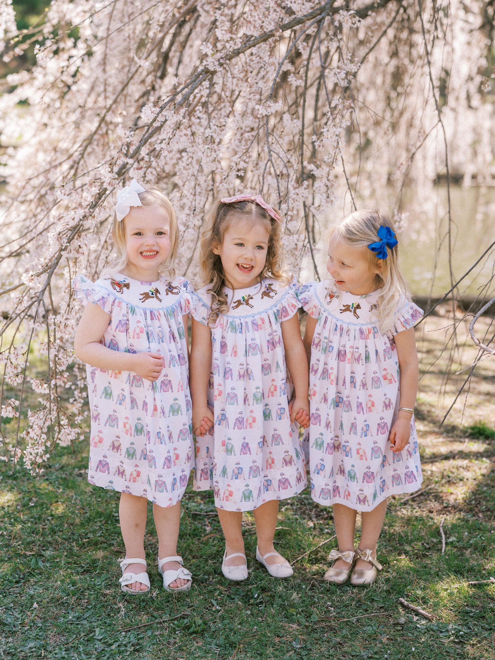 Hand Smocked Horse Racing Girls Bishop Dress | Derby & Race Day Outfit Hand Smocked Horse Racing Girls Bishop Dress | Derby & Race Day Outfit