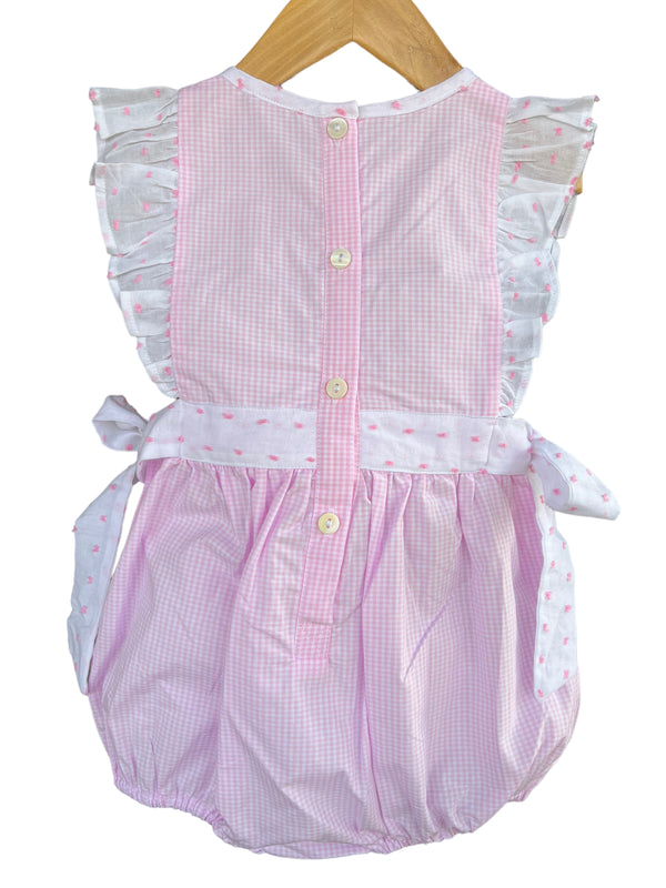 Sage cow hand smocked bubble