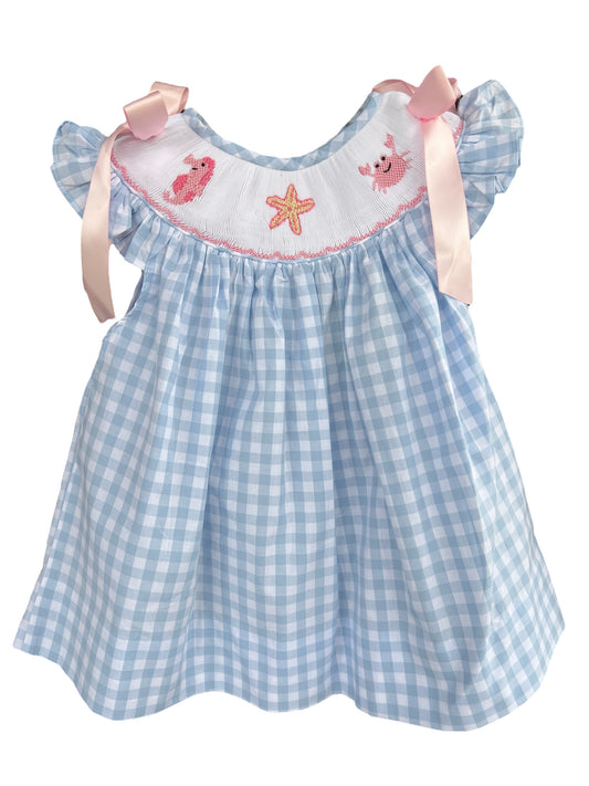 Beach Gingham Dress With Bloomers