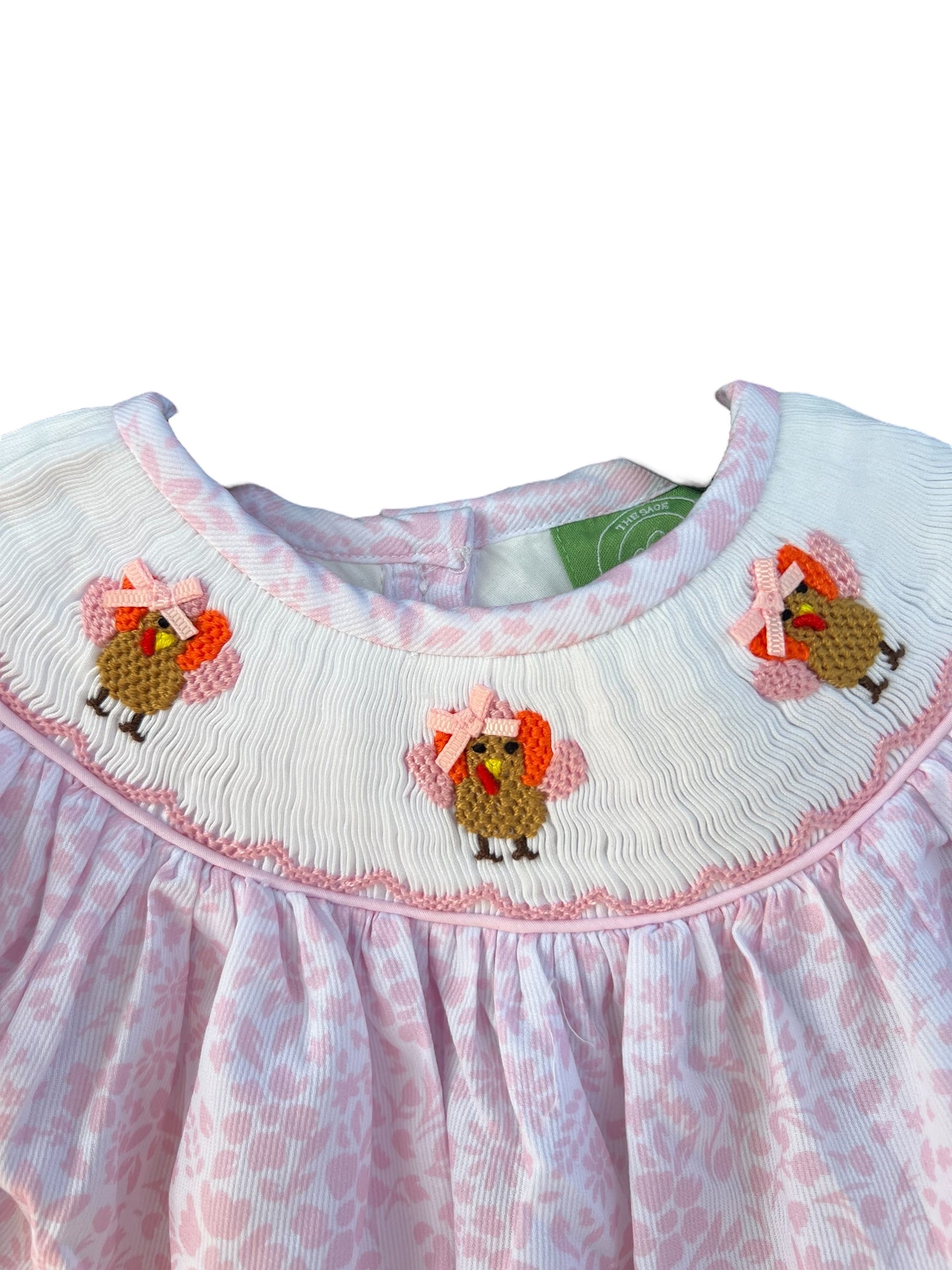 Turkey Hand Smocked Pink Floral Bubble