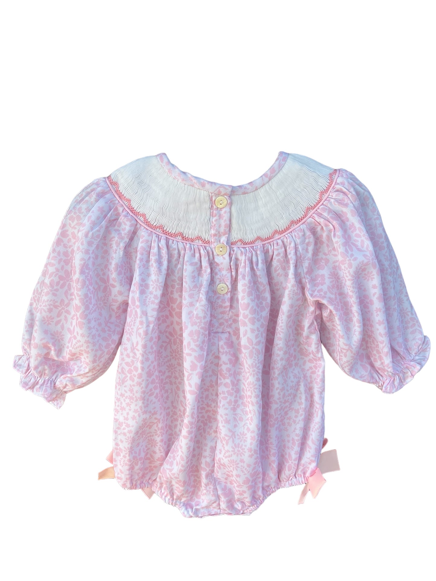 Turkey Hand Smocked Pink Floral Bubble