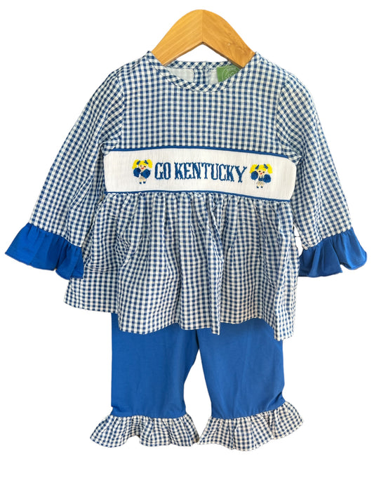 Kentucky 2 Pc. Gingham Top & Pants Hand Smocked