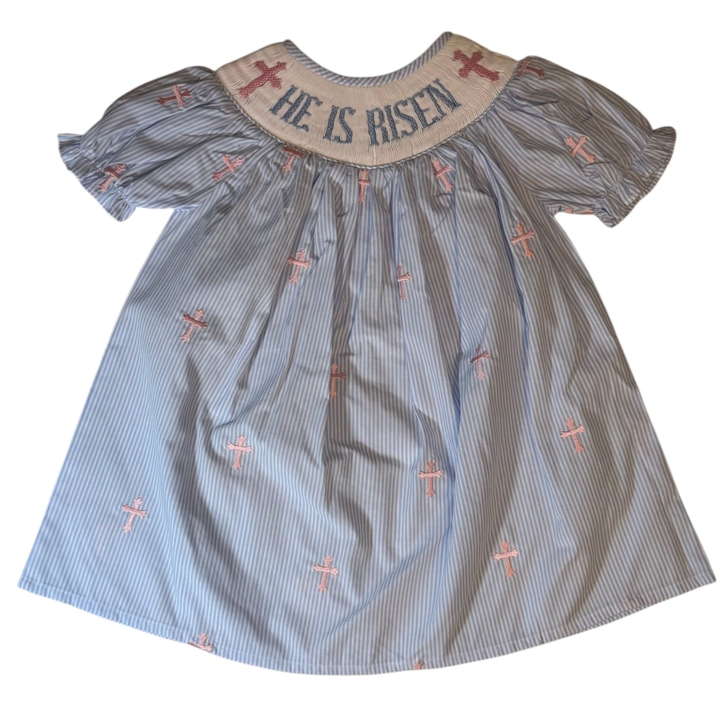 Easter He Is Risen Hand Smocked Bishop Dress