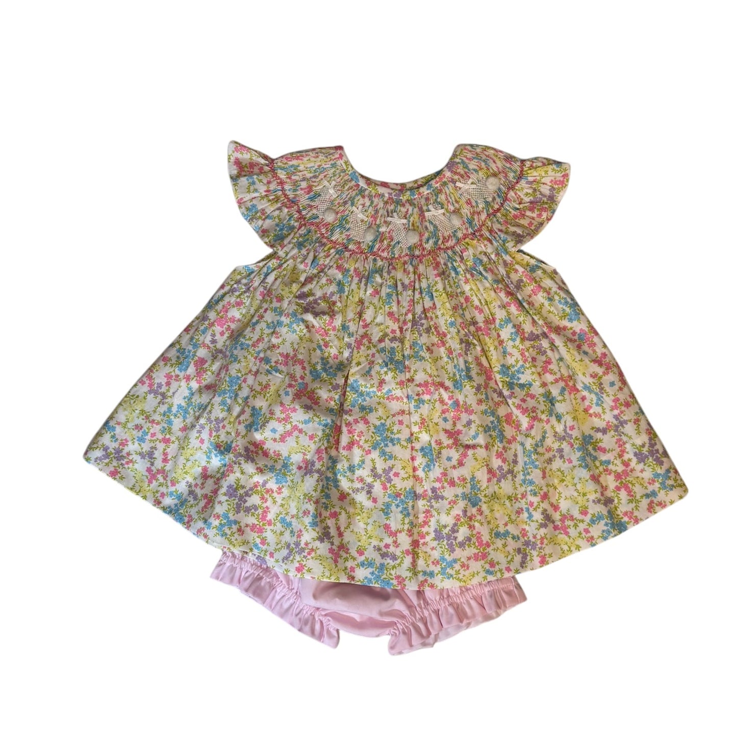 Easter Hand Smocked Bunny Floral Bloomer Set