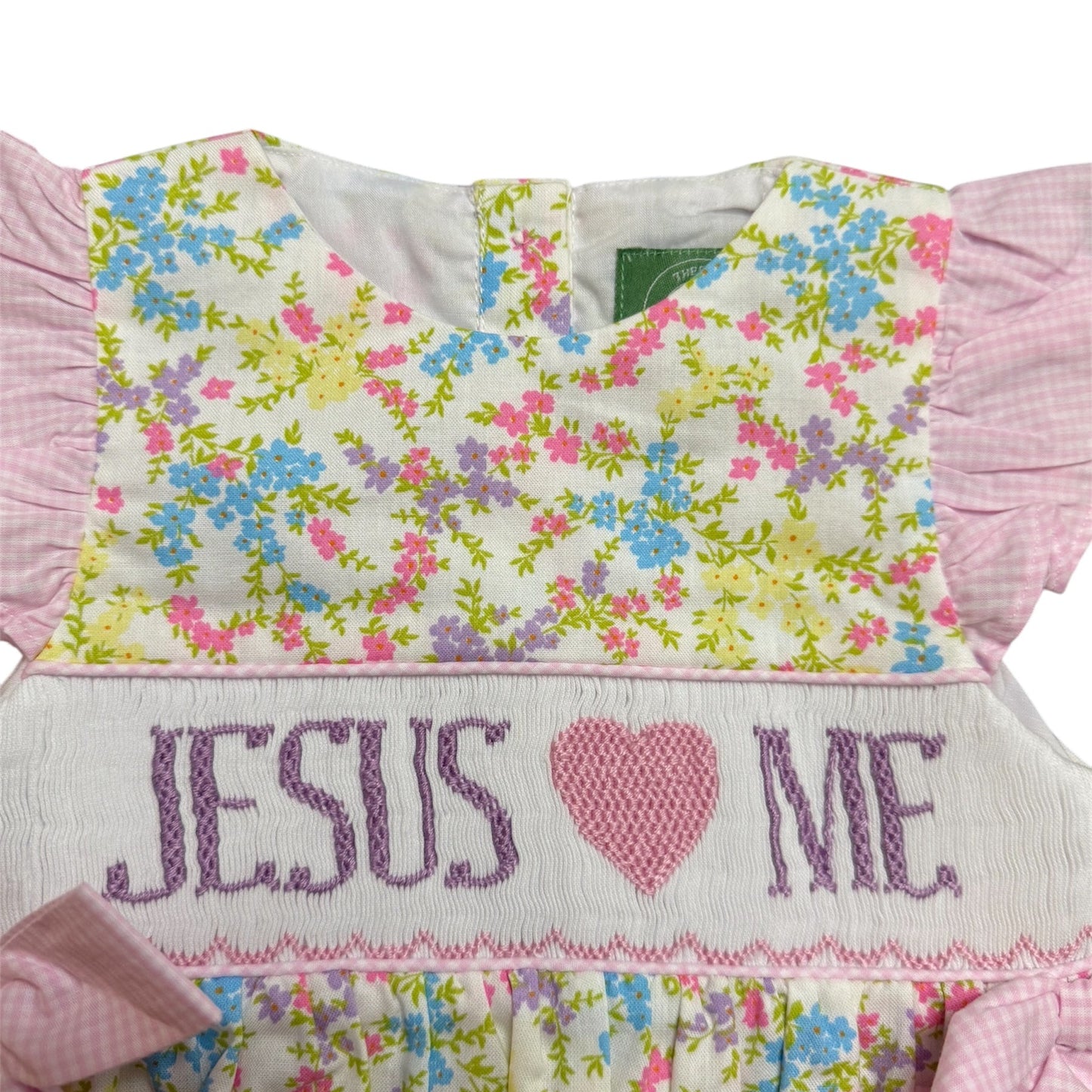 Jesus Loves Me Hand Smocked Bloomer Set