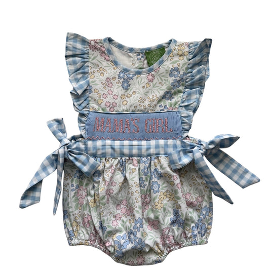 Mama's Girl Hand Smocked Side Tie Bubble