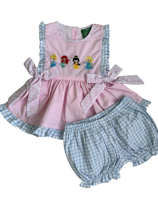 Princess Embroidered Side Tie Bloomer Set