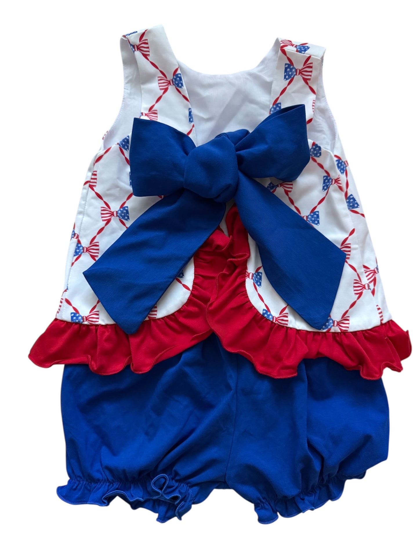 Fourth of July Bow Print Swing Back Bloomer Set