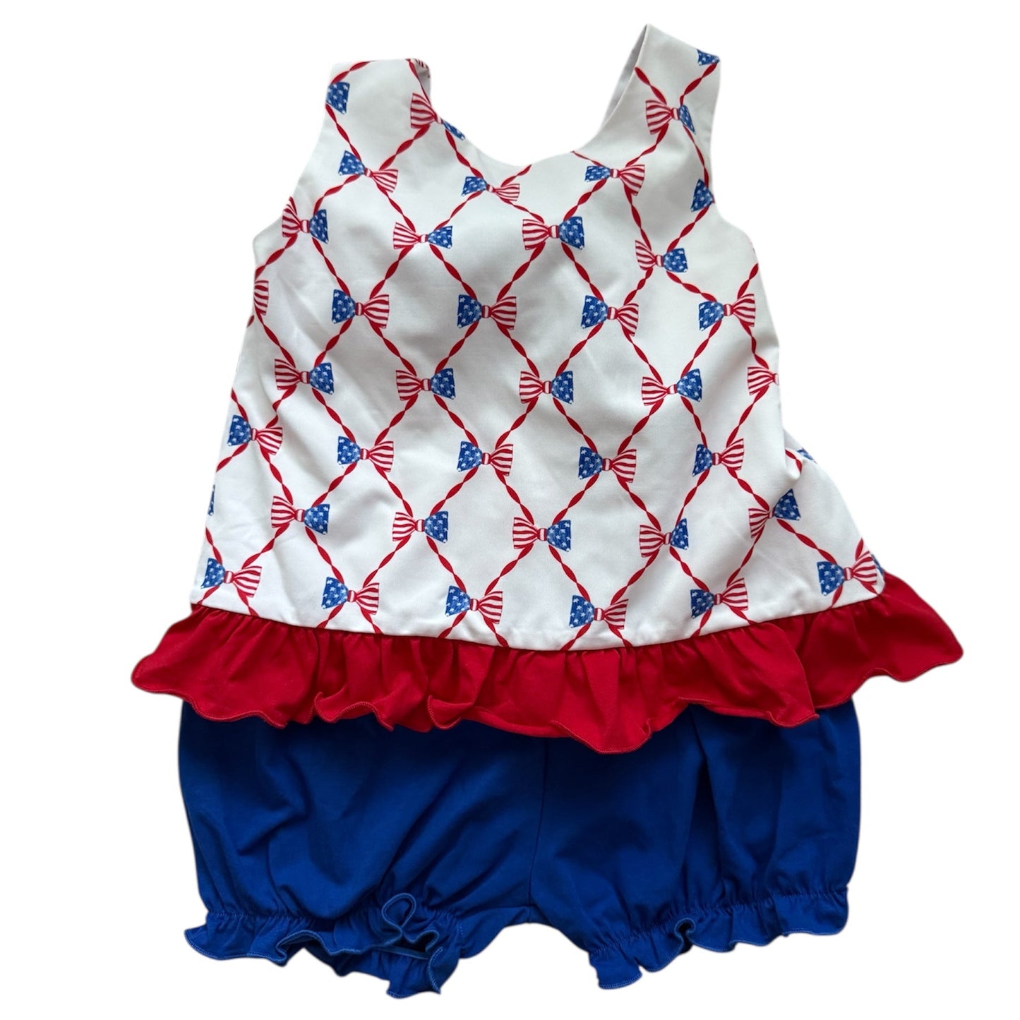 Fourth of July Bow Print Swing Back Bloomer Set