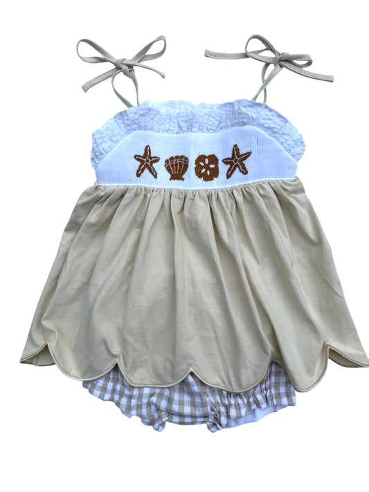 Sea Shell Hand Smocked Bloomer Set
