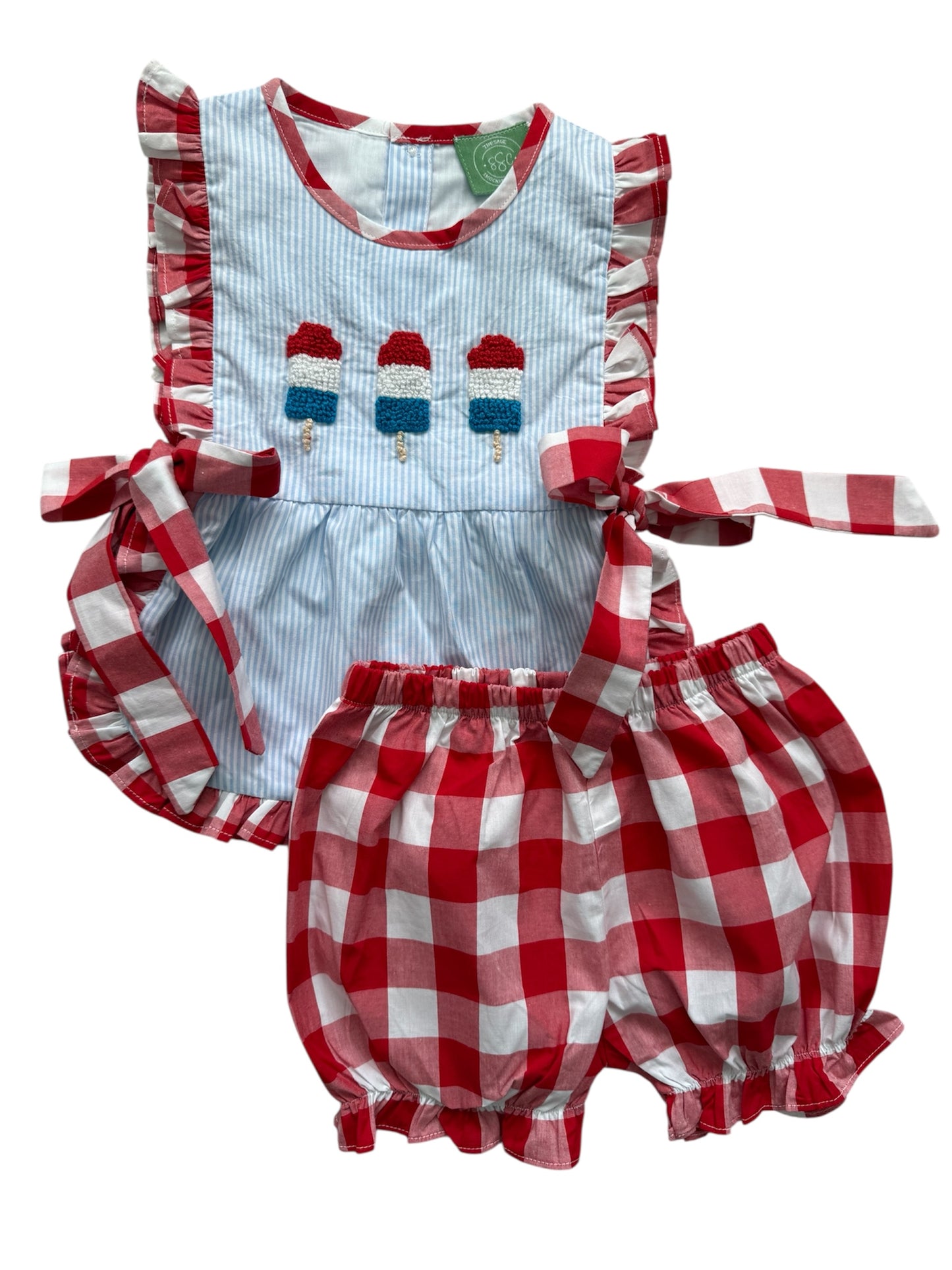 Fourth of July French Knot Popsicle Bloomer Set