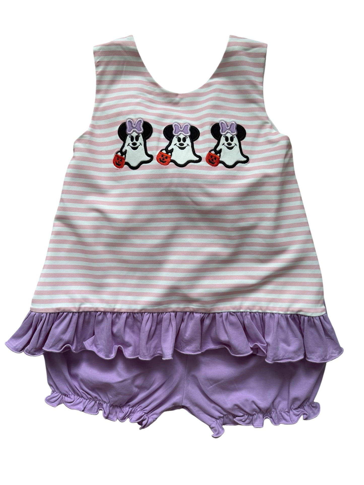 Spooky Mouse Applique Girl's Swing Back Short Set