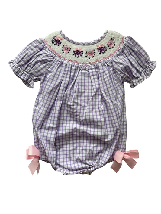 Smiley Spider Hand Smocked Girl's Bubble