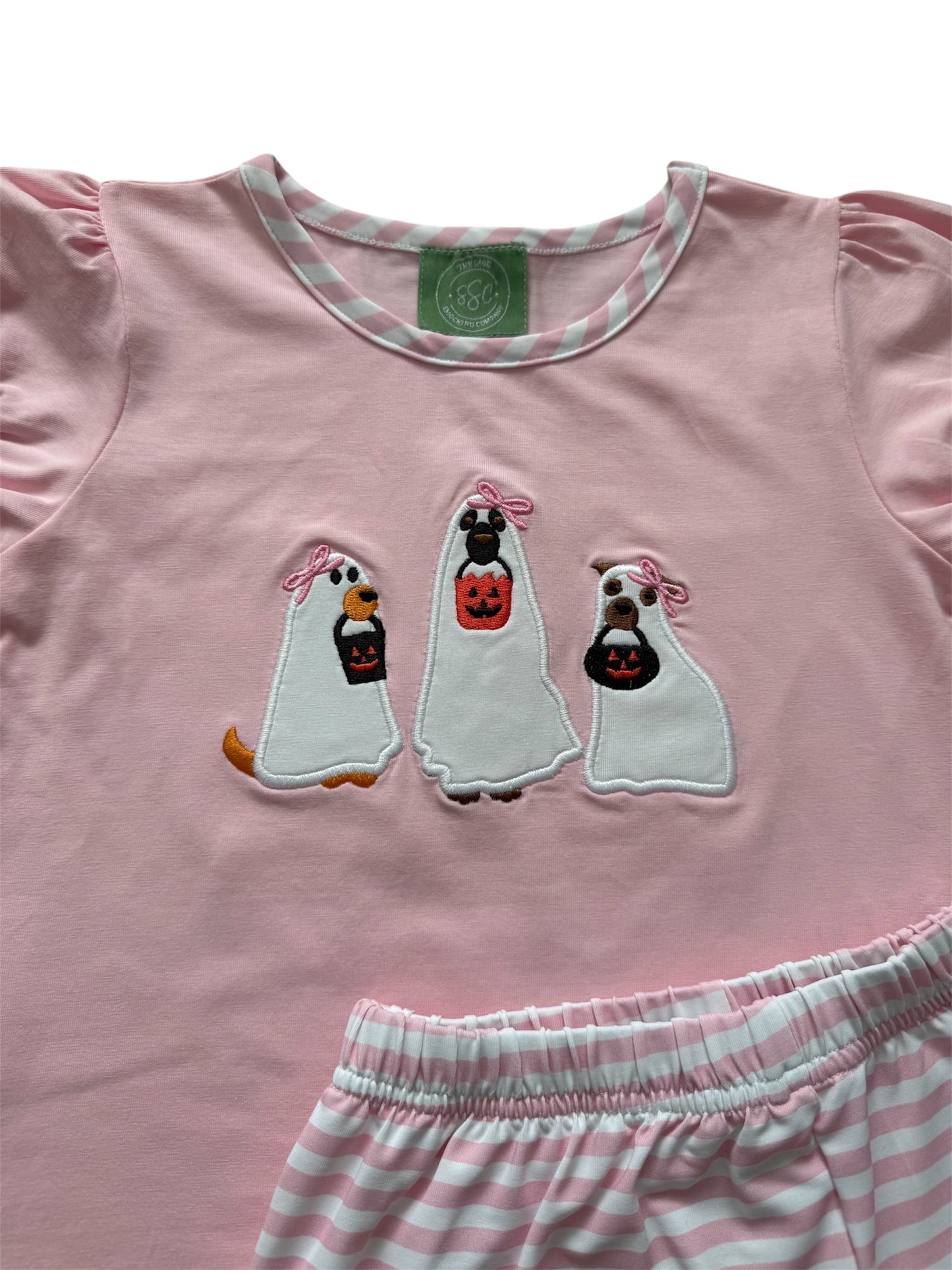 Puppy Applique Trick or Treat Girls Short Set – Halloween Outfit