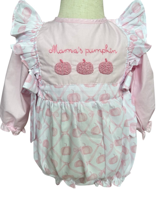 Mama's Pumpkin French Knot Girls Bubble