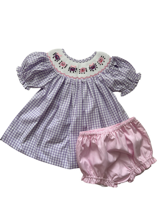 Smiley Spider Hand Smocked Girls Shorts Set
