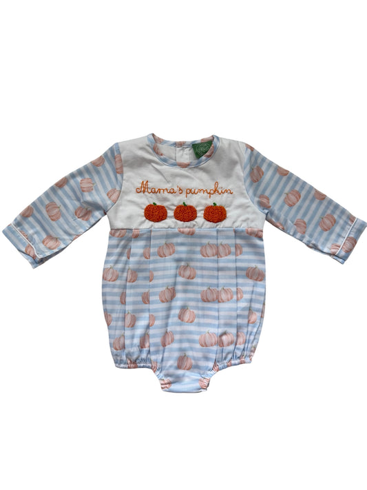 Mama's Pumpkin French Knot Boy's Bubble | Fall & Thanksgiving Outfit